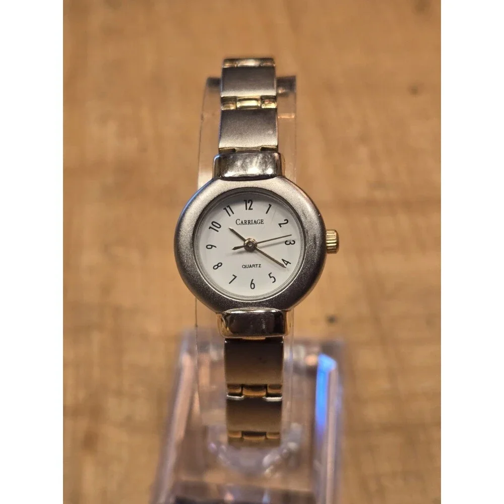 Carriage Round Stainless Steel Ladies' Analog Watch. New Battery. 6.5